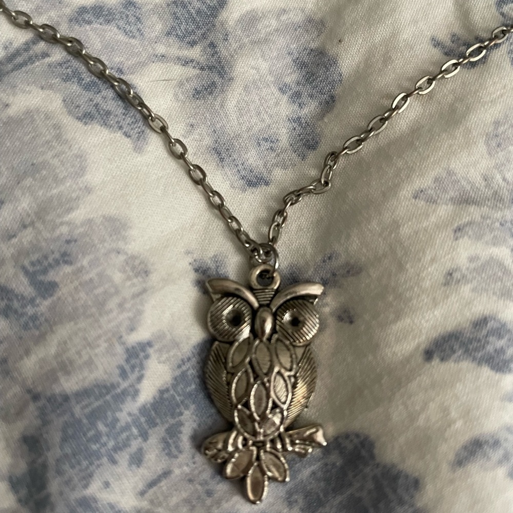 Silver colored Owl necklace